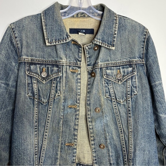 VINTAGE Y2K Gap Jean Jacket Distressed Fall 2002 Grunge - Picture 3 of 6
